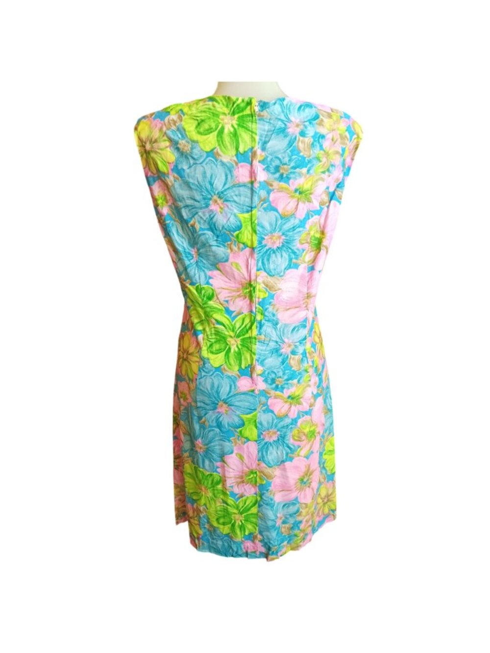 1960's Handmade sz 10 True Vintage Dress Floral Sleeveless Bow Summer Church Mom - Picture 2 of 7